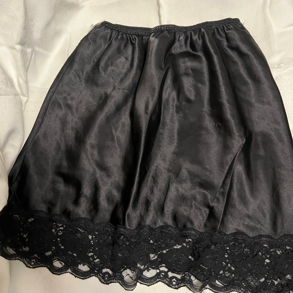 Half slip vintage black satin and lace
